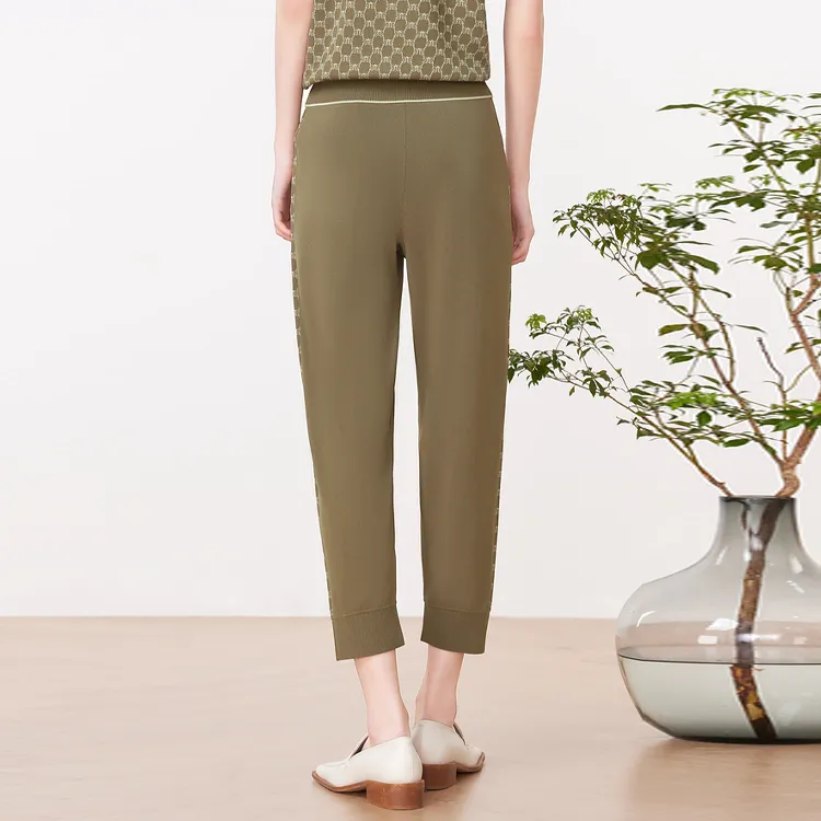 JZ. ANNAKRO Casual Pants Women's Light Green Pattern-2