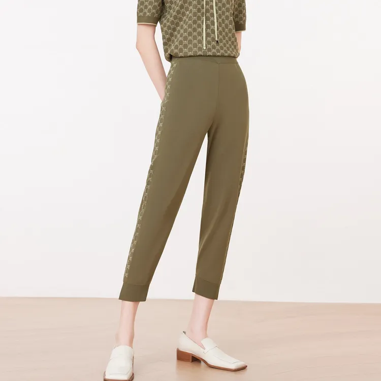 JZ. ANNAKRO Casual Pants Women's Light Green Pattern-1