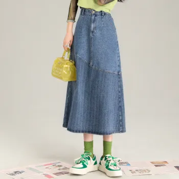 You Cow Me Pants Denim Long Skirts Women's Blue