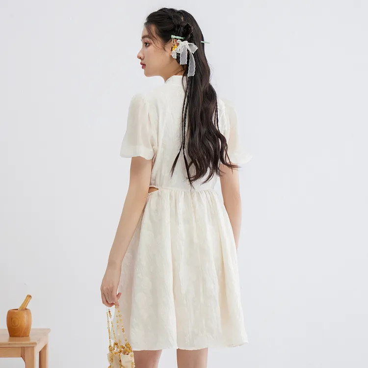 ZIHAN SS24 Short Sleeved Dress Women's White Cyan-1