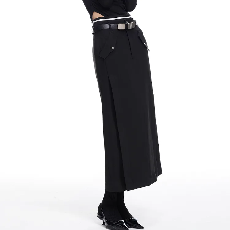 MODULER XIACHUAN Casual Long Skirts Women's Black-2