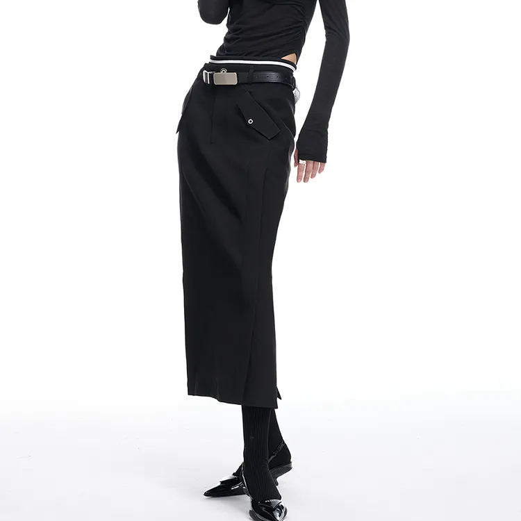MODULER XIACHUAN Casual Long Skirts Women's Black-1