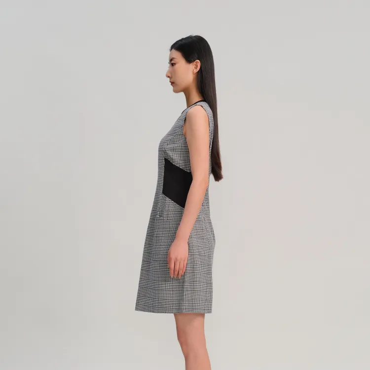 Blood Glitter Sleeveless Dress Women's Black Plaid-3