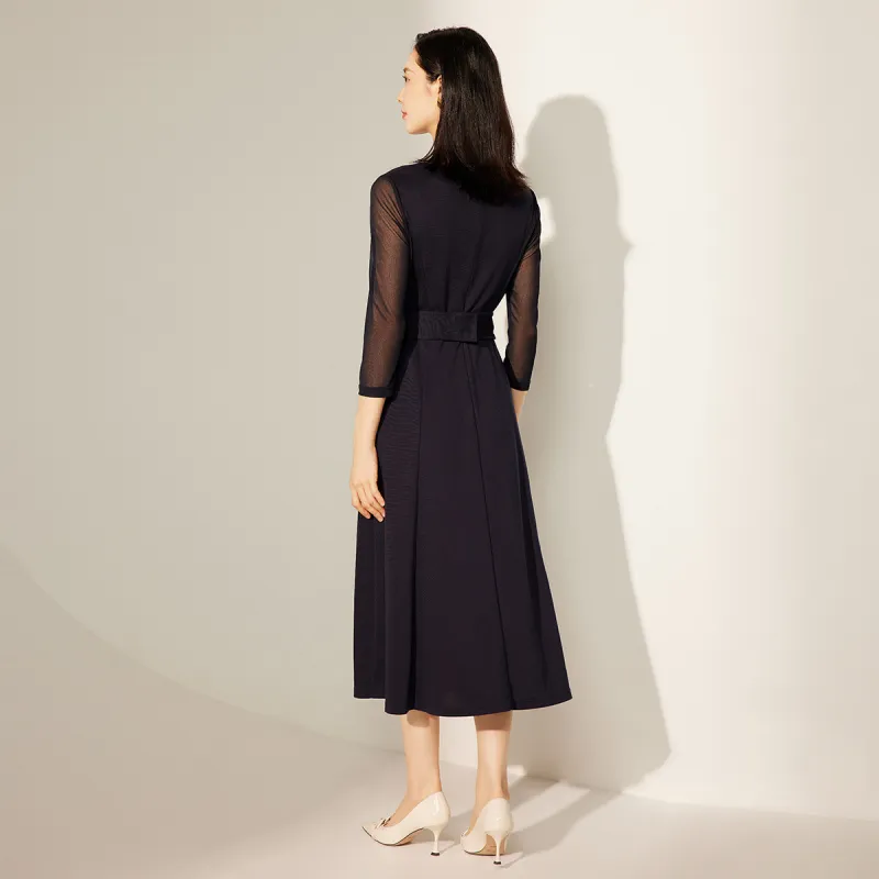 BBLLUUEE Long Sleeved Dress Women's Ink Blue-2