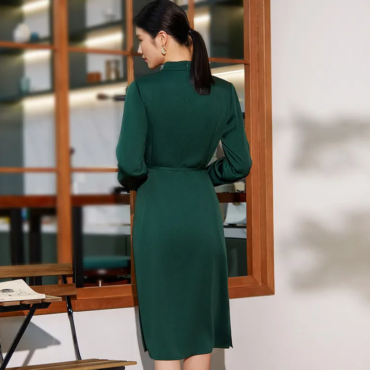 BBLLUUEE Long Sleeved Dress Women's Turquoise-2