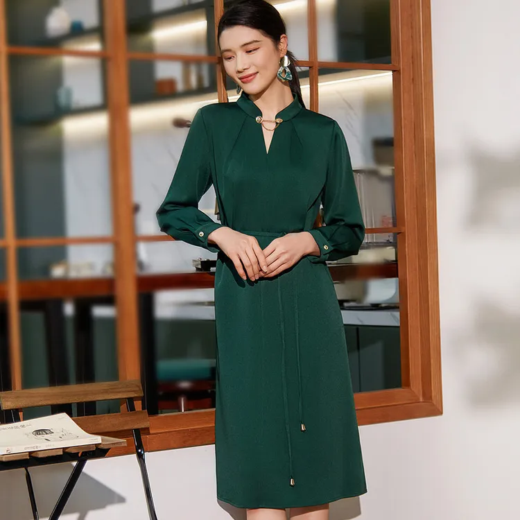 BBLLUUEE Long Sleeved Dress Women's Turquoise-1