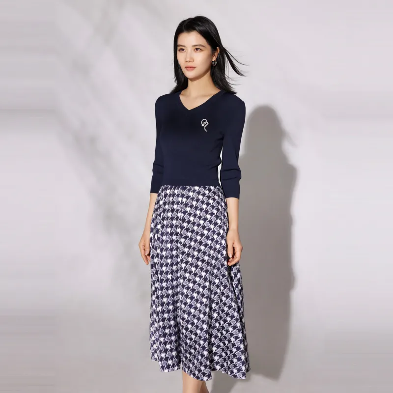 BBLLUUEE Long Sleeved Dress Women's Ink Blue-1