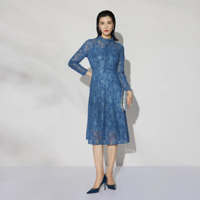BBLLUUEE Long Sleeved Dress Women's Haze Blue-1