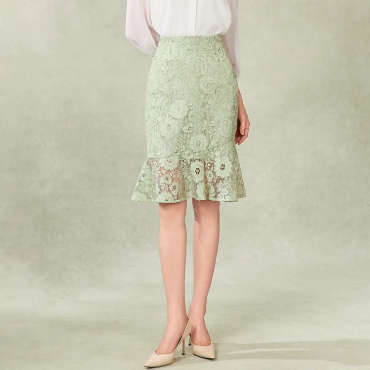 BBLLUUEE SS24 Casual Long Skirt Women's Avocado Green-1