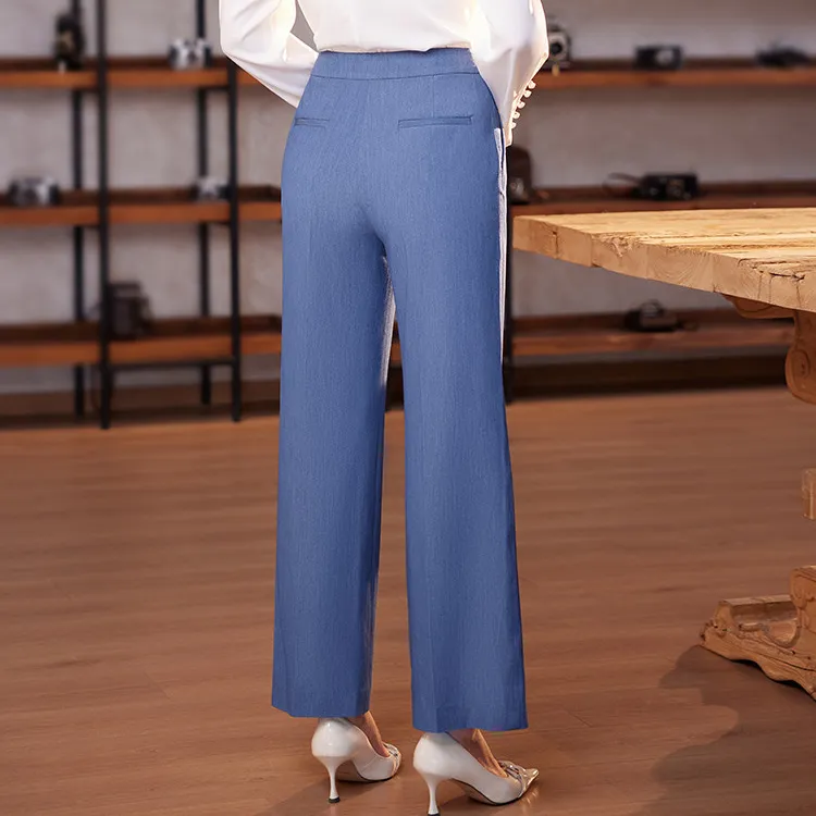 BBLLUUEE Casual Pants Women's Denim Blue-1
