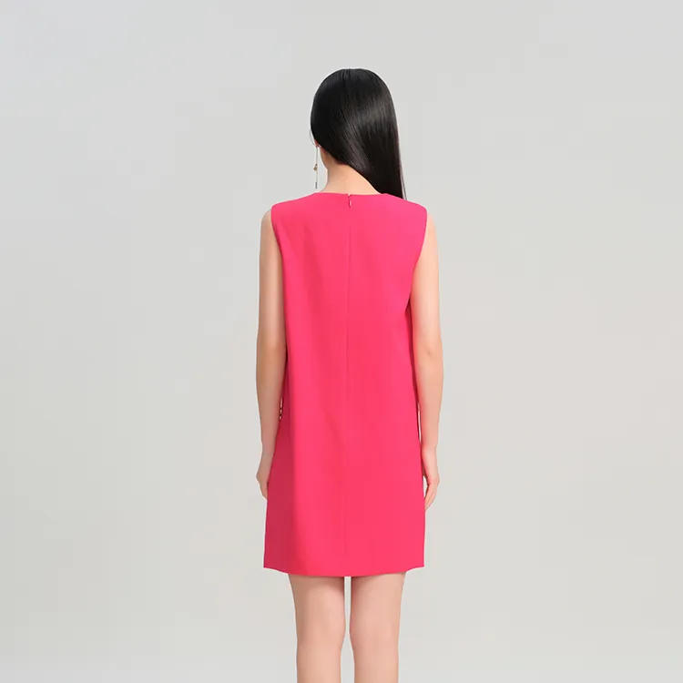 Blood Glitter Sleeveless Dress Women's Rose Red-2