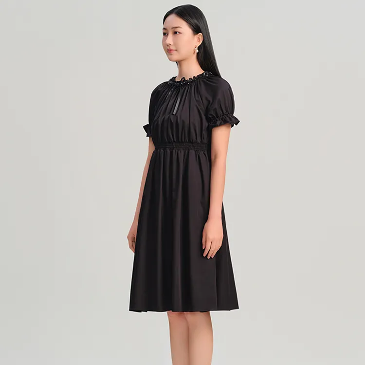 Blood Glitter Short-Sleeved Dresses Women's Black-3