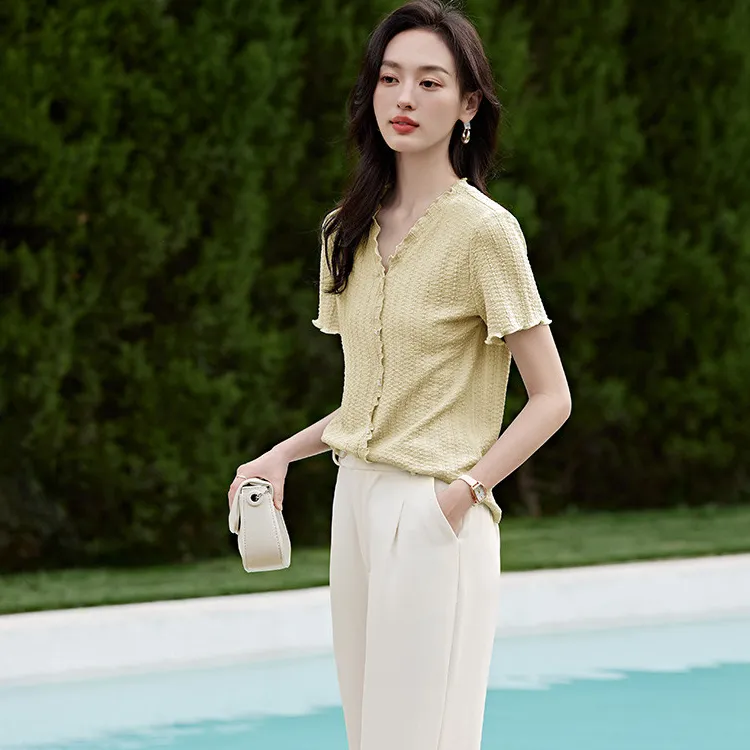 Mo Han Yi Mei T Shirt Women's Mustard Yellow-1
