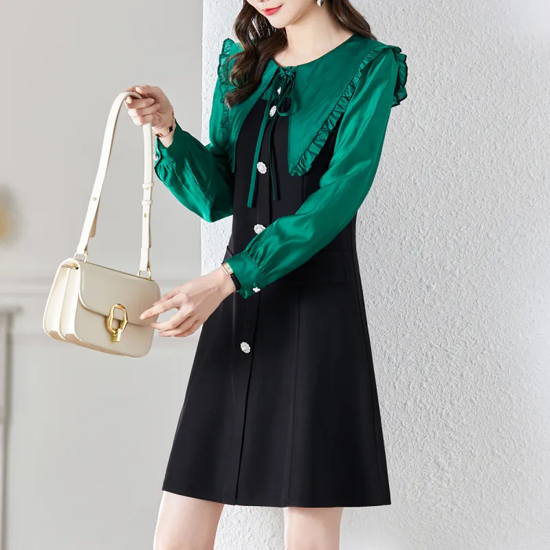 TERRE BLEUE Long Sleeved Dress Women's Green-1