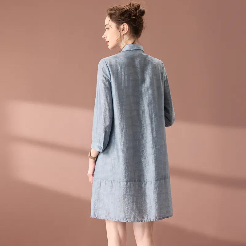FENHONGMALI Shirt Women's Dusty Blue-2