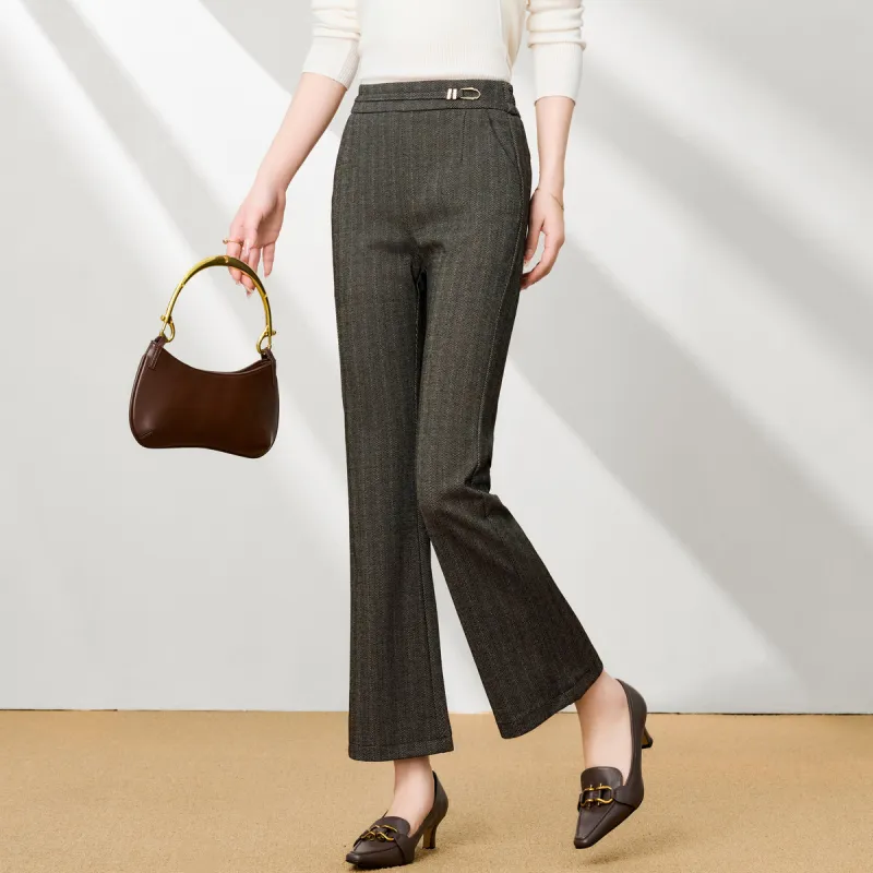 FENHONGMALI Casual Pants Women's Gray-1