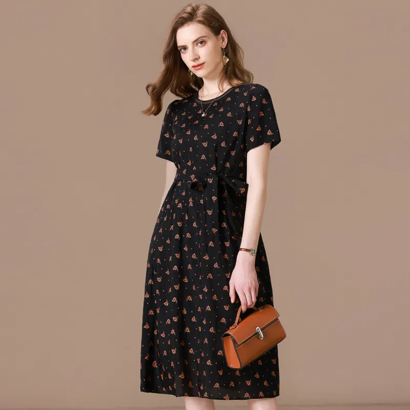 FENHONGMALI Short Sleeved Dresses Women's Orange-1