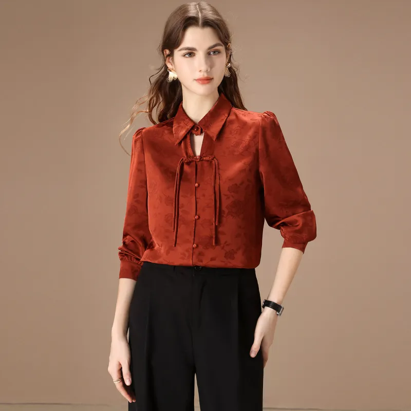 FENHONGMALI Shirt Women's Orange Red-1