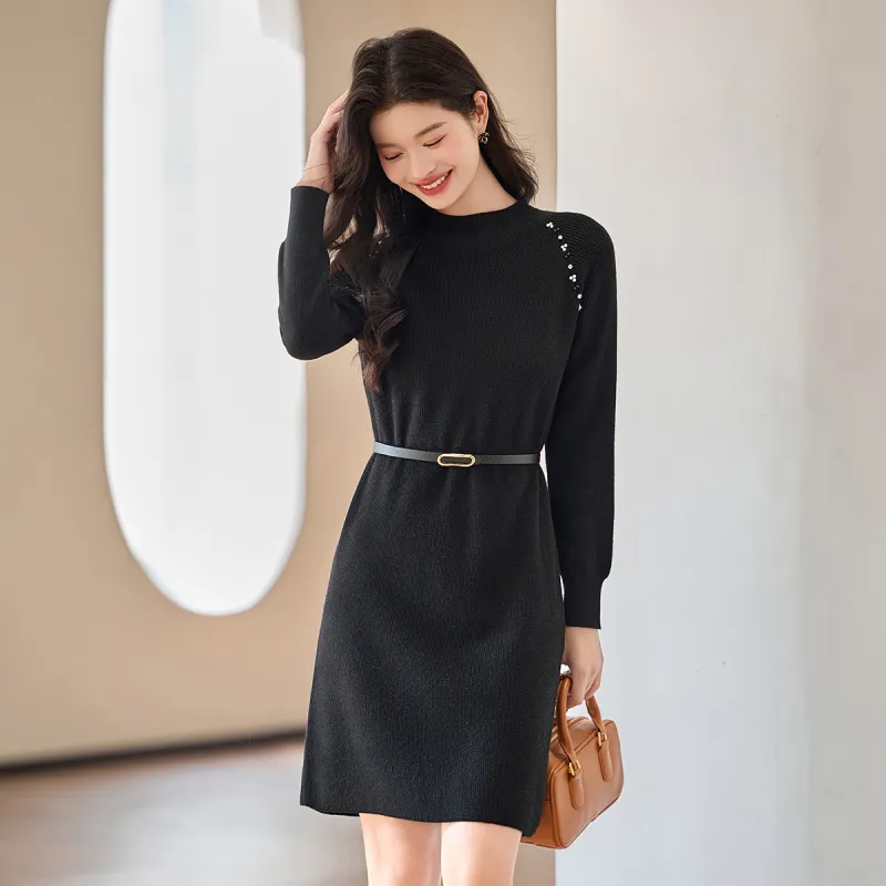 CARBAMMI Long Sleeved Dresses Women's Black-1