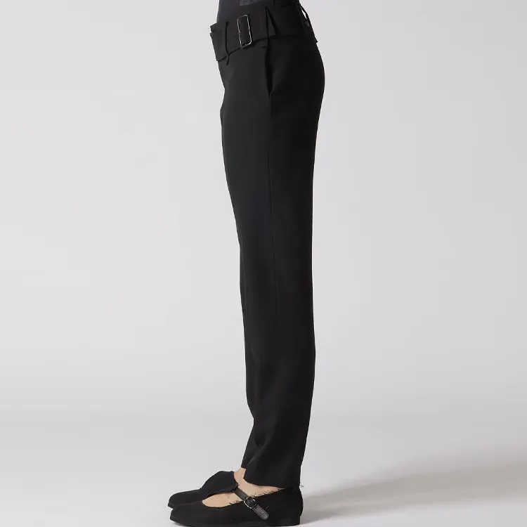 Yohji Yamamoto Gabardine Belted Tapered Trousers-4