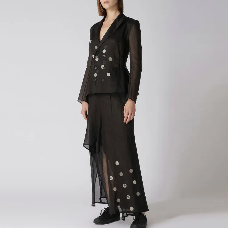 Yohji Yamamoto Slit Detailed Gathered Skirt-2