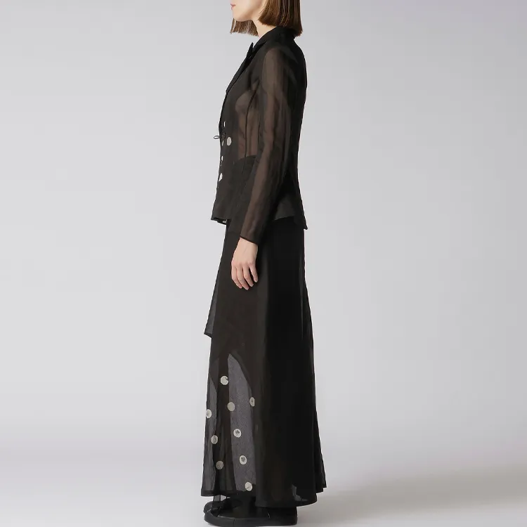 Yohji Yamamoto Slit Detailed Gathered Skirt-4