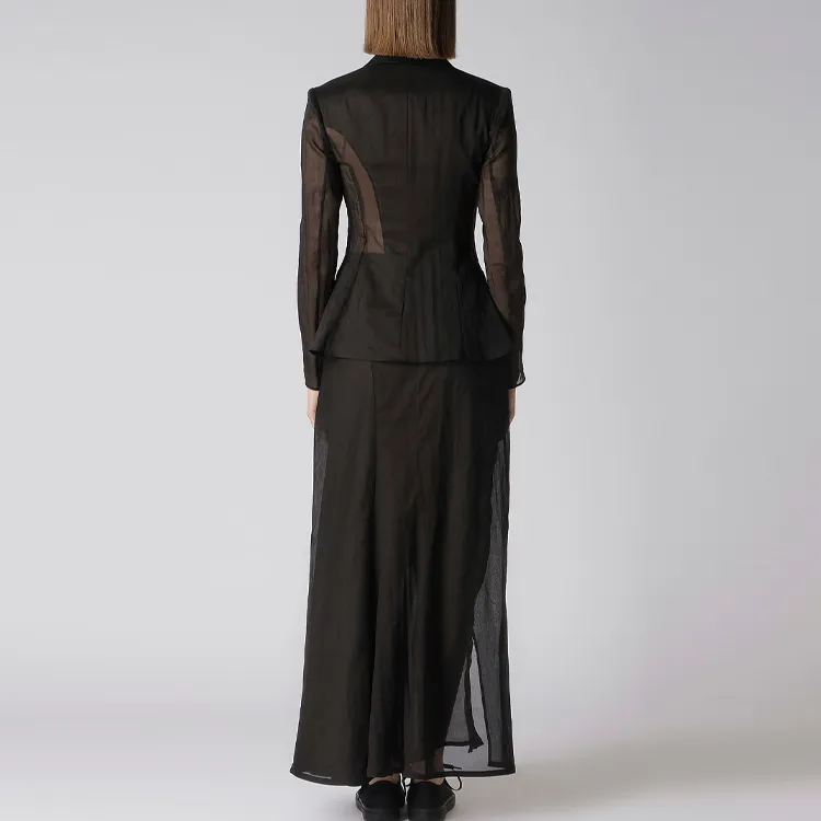 Yohji Yamamoto Slit Detailed Gathered Skirt-3