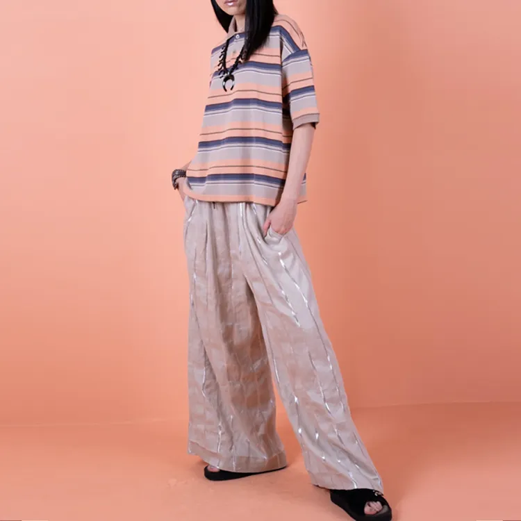 Kapital Linen Glitter Phillies Stripe Rude Baggy Pants-2