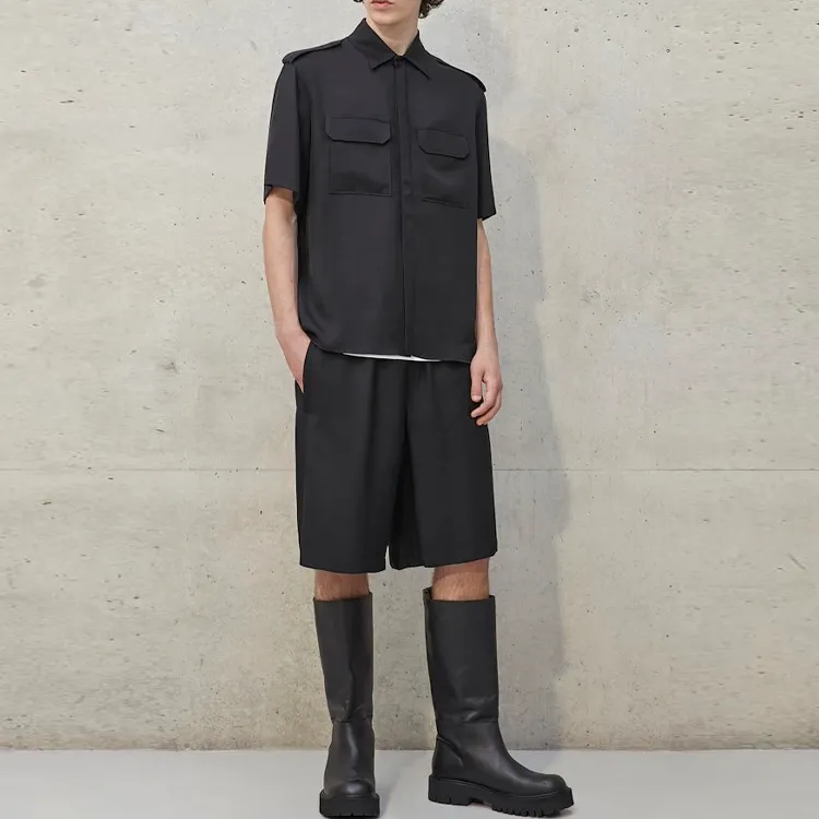 Neil Barrett Epaulettes Short Sleeved Straight Hem Shirt-2