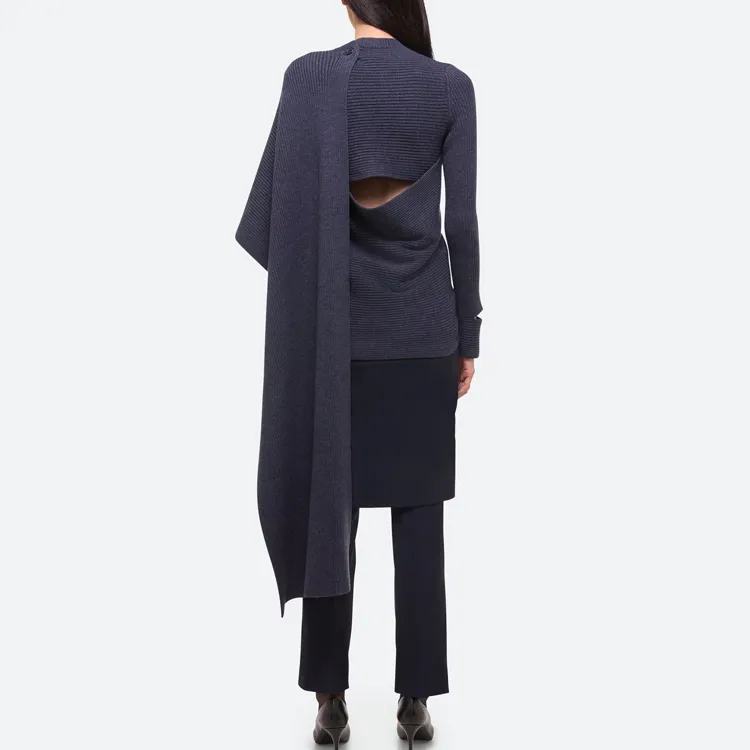 Helmut Lang Draped Ribbed Asymmetric Top-2