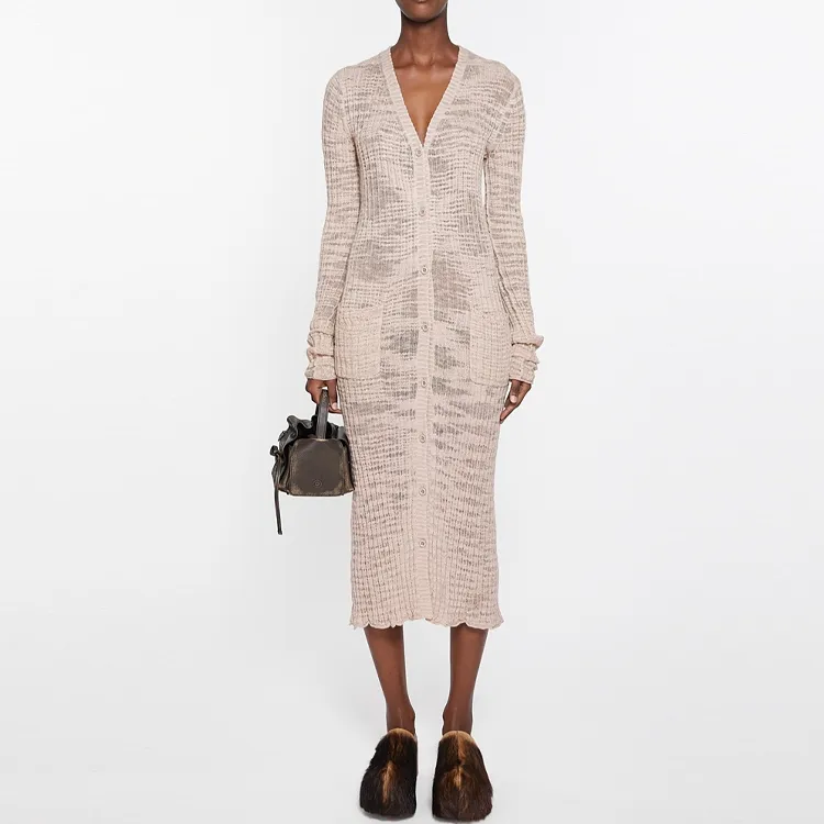 Acne Studios Semi sheer Panel Ribbed knit Cardigan-1