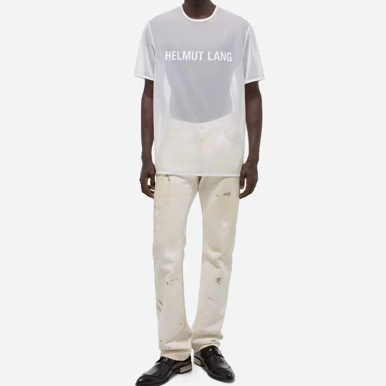 Helmut Lang Logo Printed Sheer Crewneck T Shirt-1