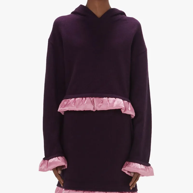 JW Anderson Satin Detailed Cropped Hoodie-1