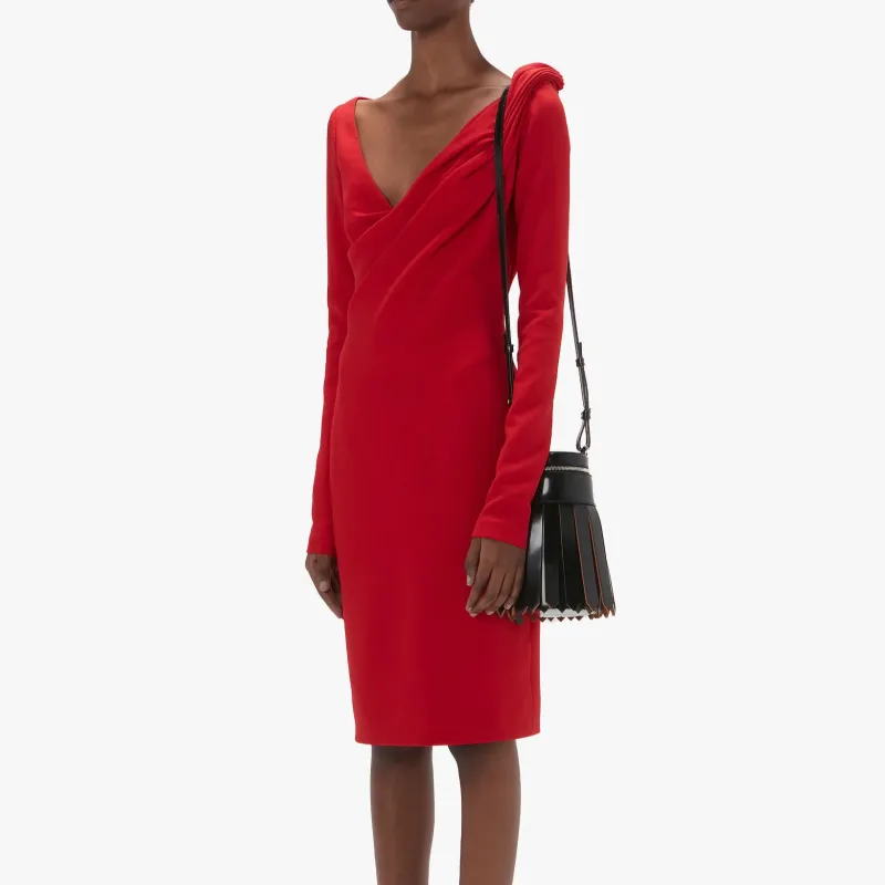 JW Anderson V Neck Ruched Midi Dress-3