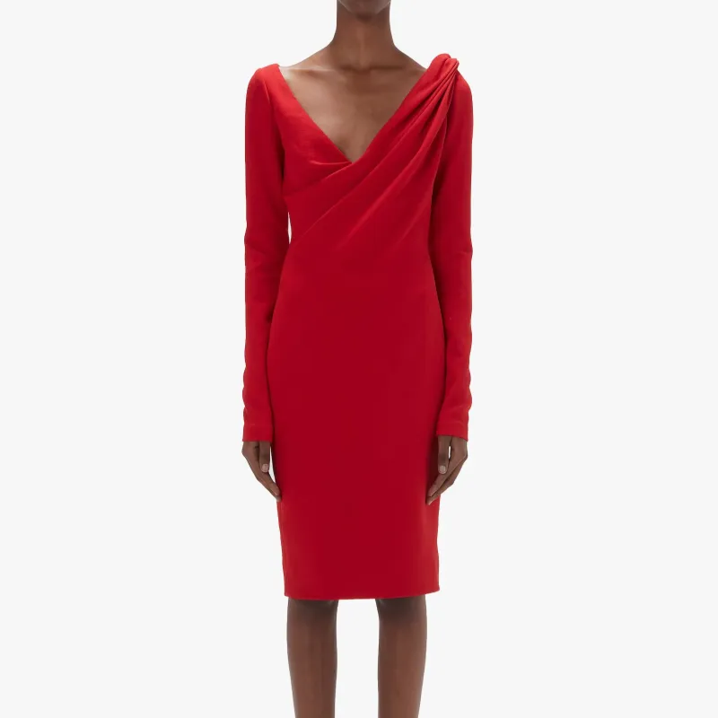 JW Anderson V Neck Ruched Midi Dress-1