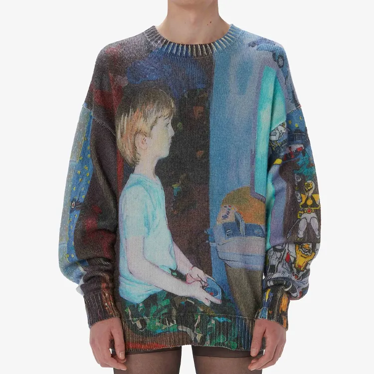 JW Anderson Abstract Print Fine Knit Jumper-1