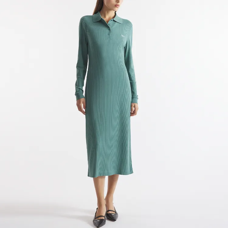 Maison Kitsune Fine Ribbed Long Sleeves Polo Dress-3