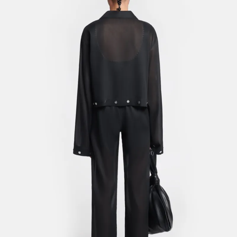 NANUSHKA Vally Studded Cropped Organza Shirt-2