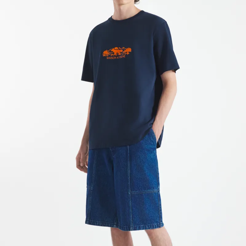 Maison Kitsune Logo Embroidered Crewneck T Shirt-3