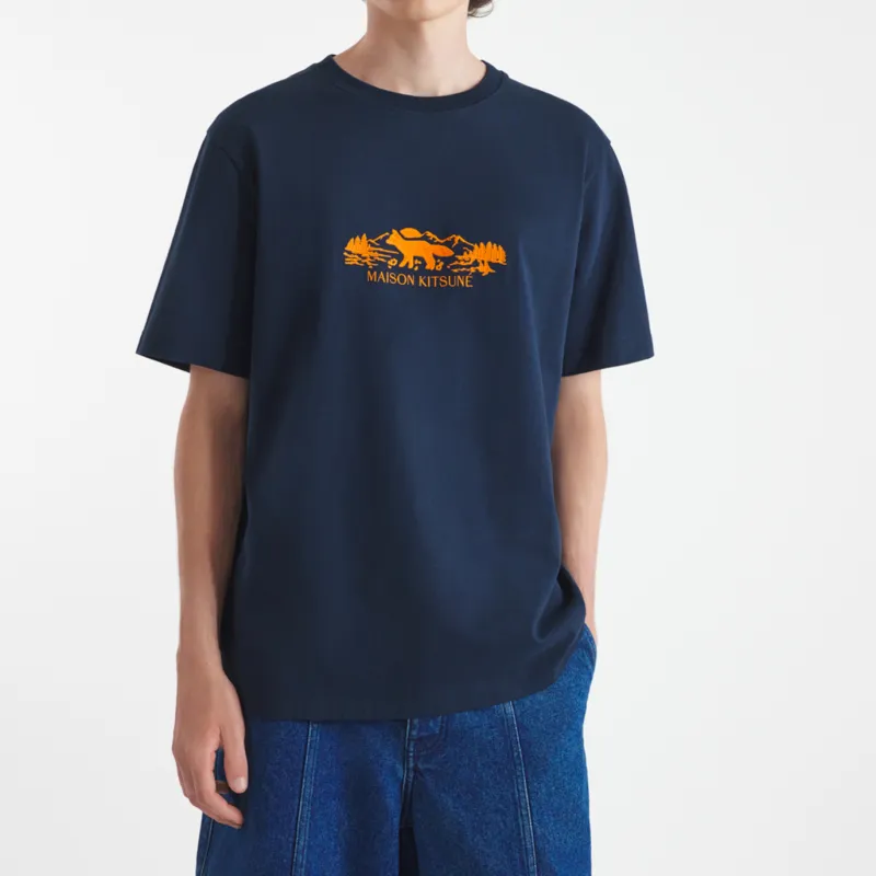 Maison Kitsune Logo Embroidered Crewneck T Shirt-2