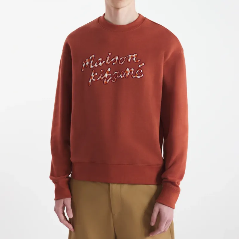 Maison Kitsuné Handwriting Gingham Crewneck Sweatshirt-3