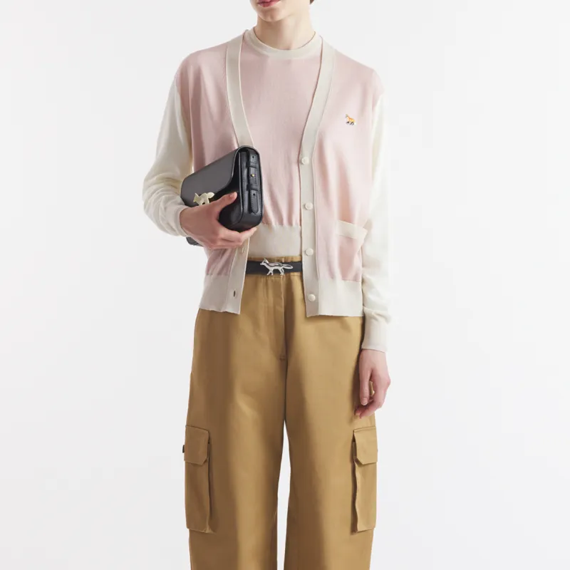 Maison Kitsune Baby Fox Patch Color Block Knit Cardigan-2