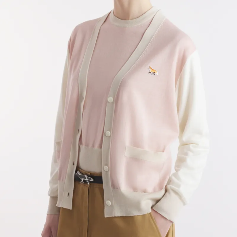 Maison Kitsune Baby Fox Patch Color Block Knit Cardigan-3