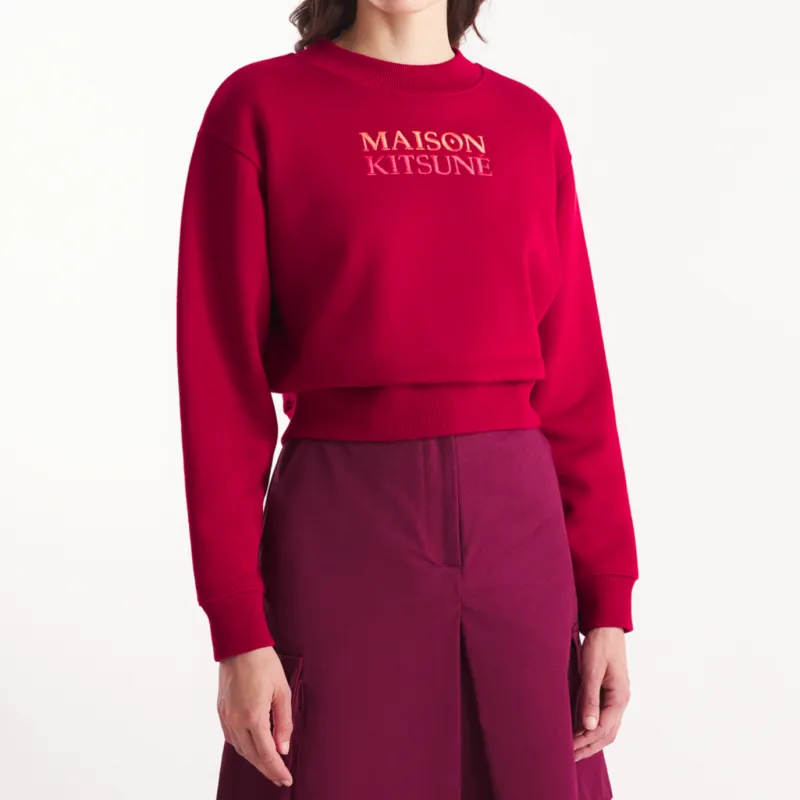 Maison Kitsune Logo Embroidered Fleece Sweatshirt-3