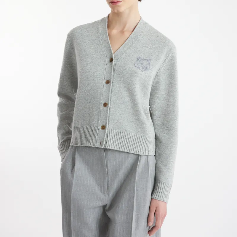 Maison Kitsune Bold Fox Head Embroidered Knit Cardigan-4