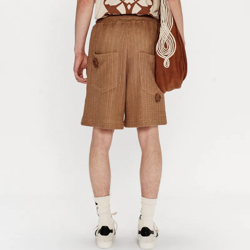 SONG FOR THE MUTE Daisy Chain Textured Drawstring Shorts-4