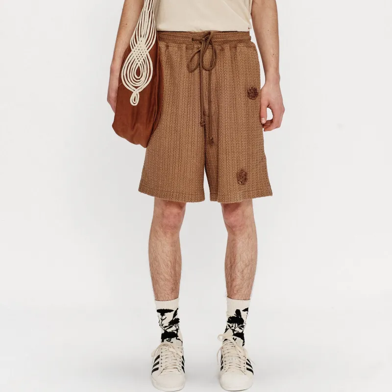 SONG FOR THE MUTE Daisy Chain Textured Drawstring Shorts-3