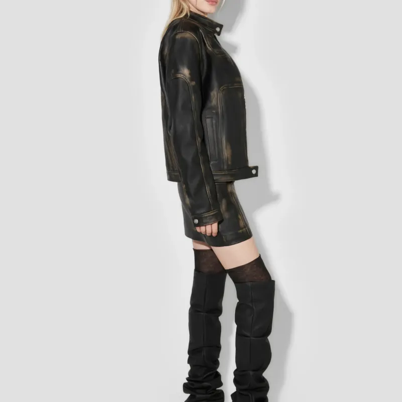 Misbhv SS25 Leather Jacket Women's Black-3