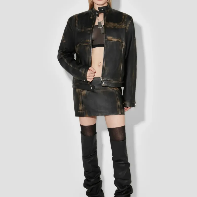 Misbhv SS25 Leather Jacket Women's Black-2