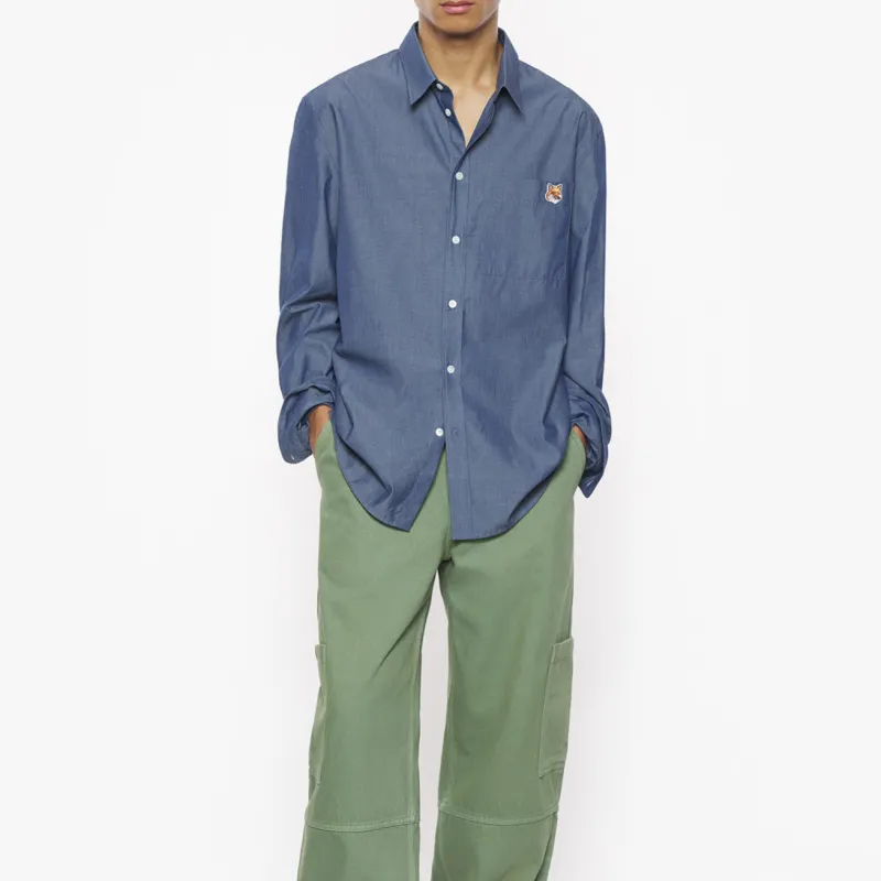 Maison Kitsune Fox Head Patch Buttoned Shirt-2